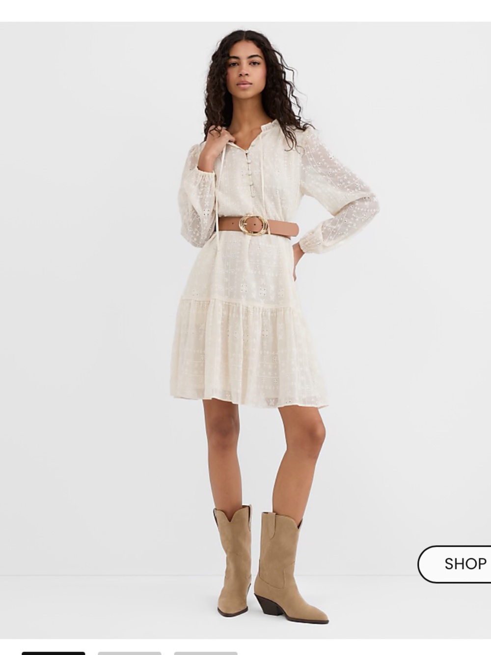 LOFT Women’s Cream Lace Tiered Dress